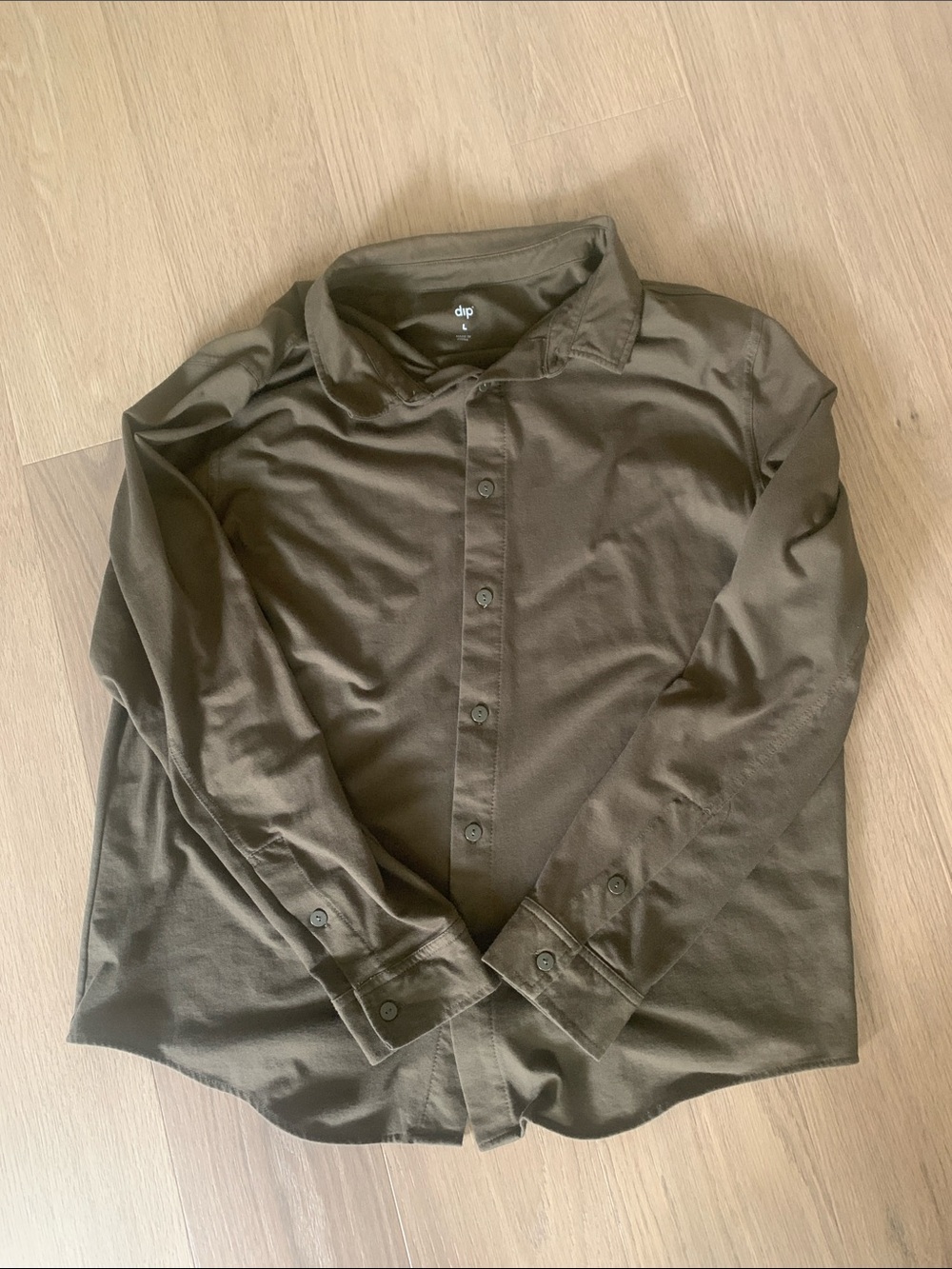 dip Olive Green Casual Button-Down Shirt